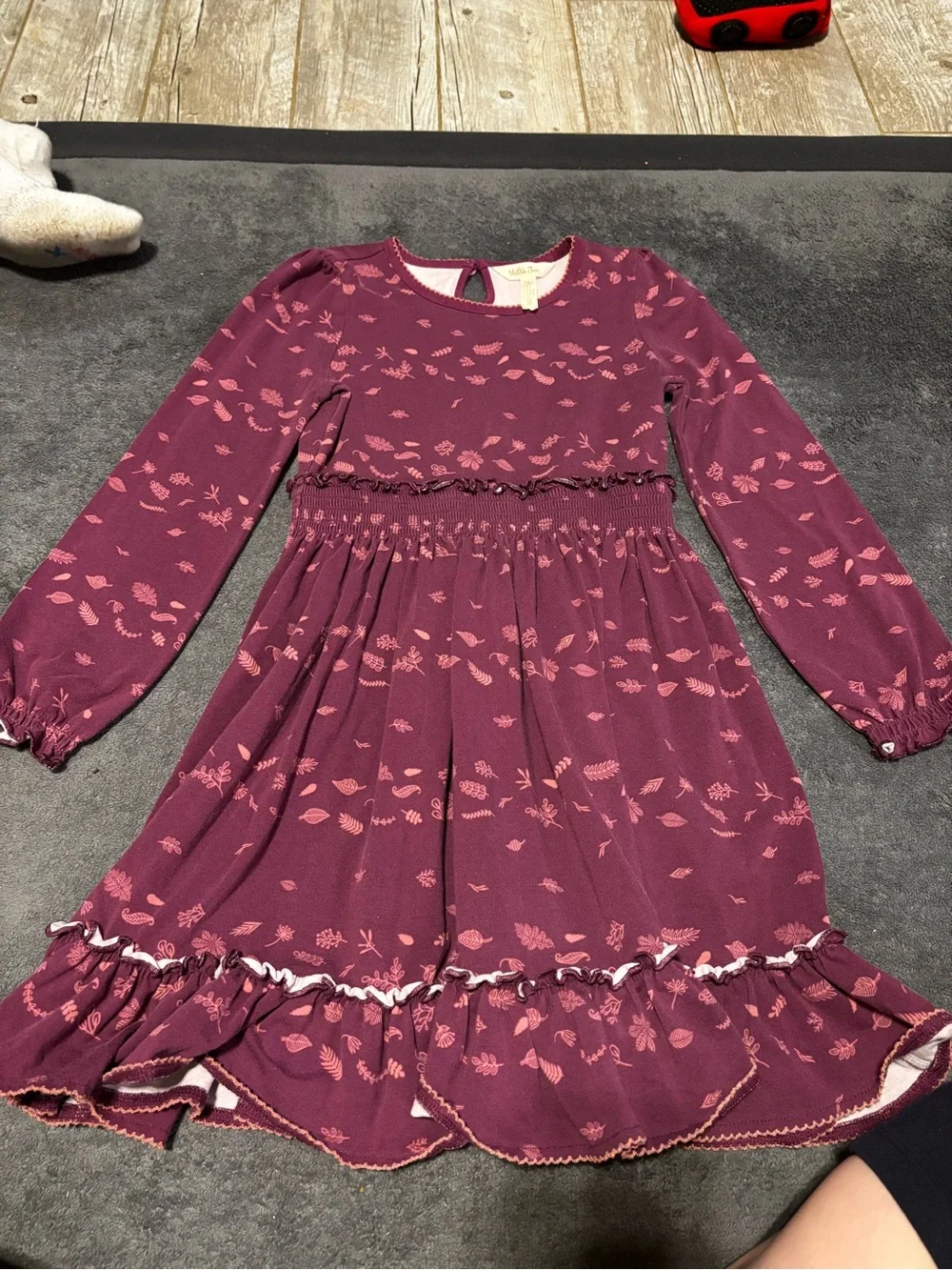 Matilda Jane Plum Floral Ruffle Smocked Waist Dress